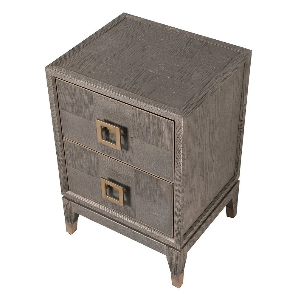 Agartha Taupe 2 Drawer Bedside Table - Image 3