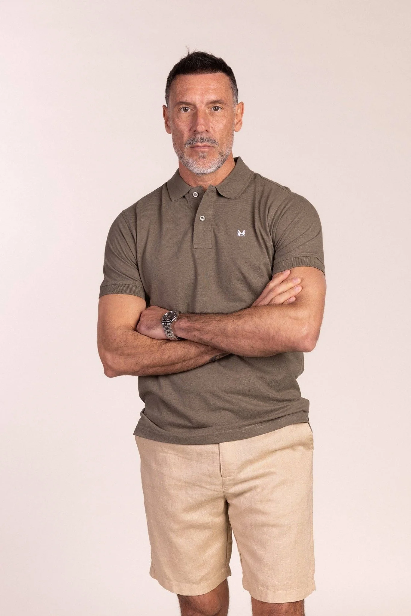 Basic Short Sleeve Polo Khaki Green - Image 3