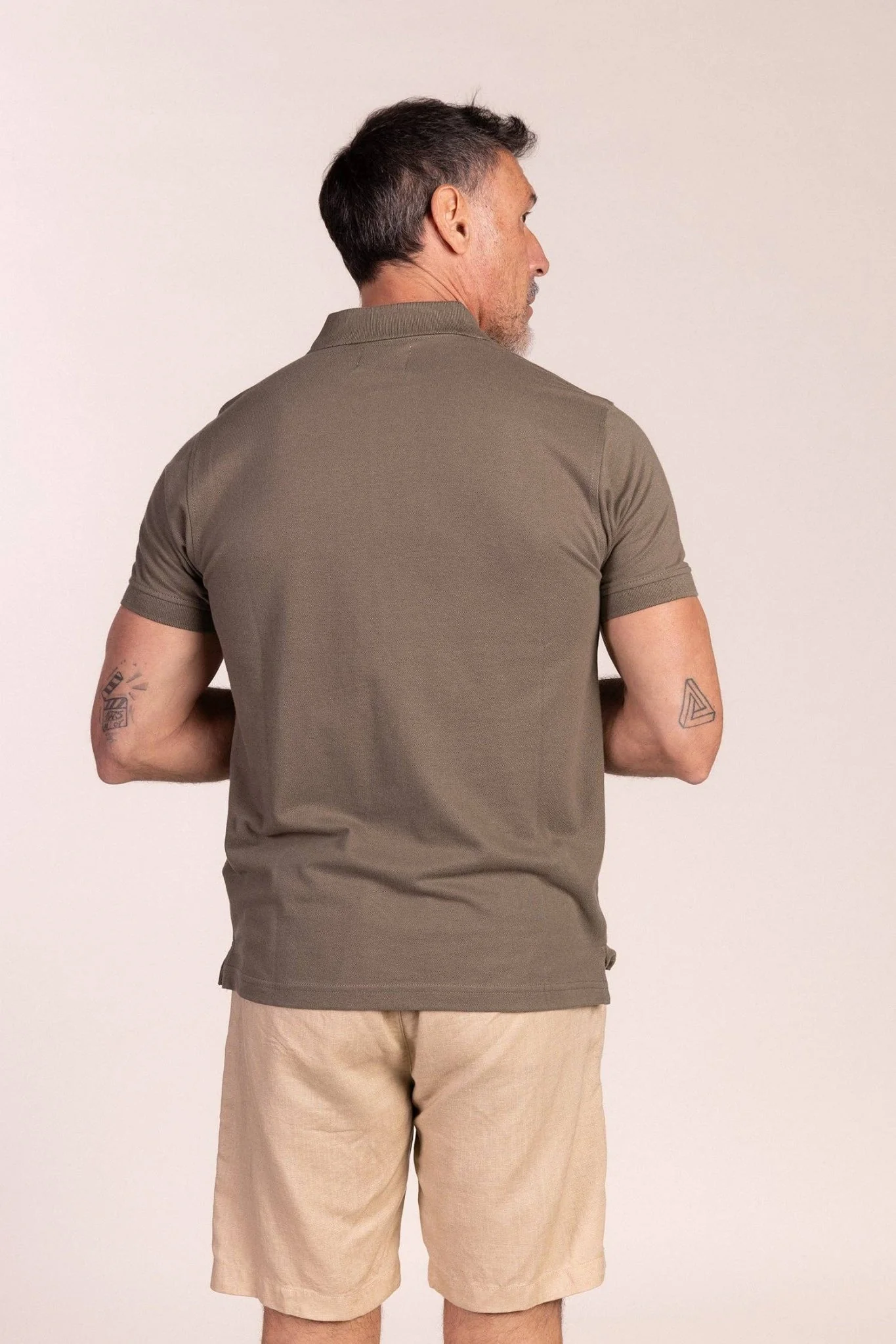 Basic Short Sleeve Polo Khaki Green - Image 4
