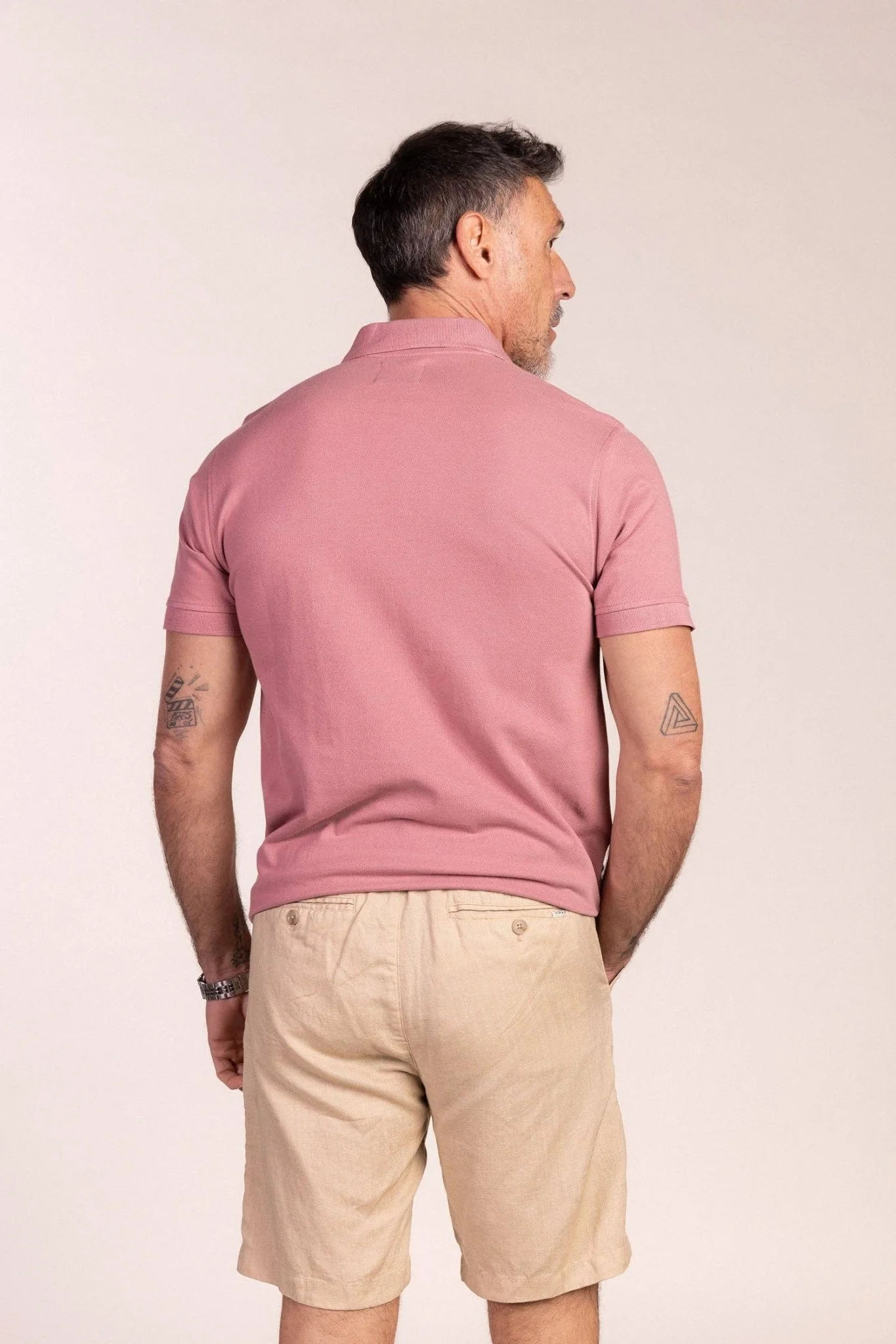 Basic Short Sleeve Polo Shirt in Pastel Pink - Image 5