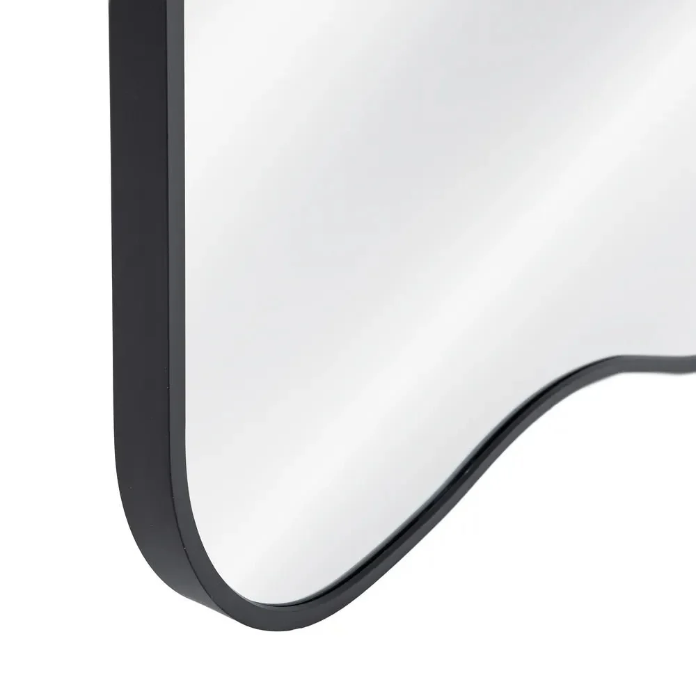 Black Aluminium Tall Wave Mirror - Image 4