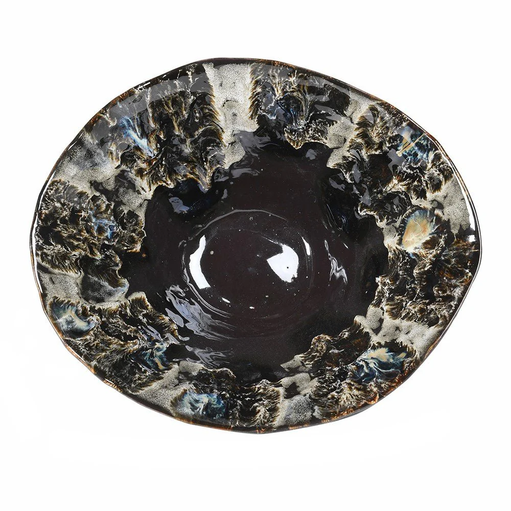 Black Fossil Ceramic Decorative Bowl - Image 2