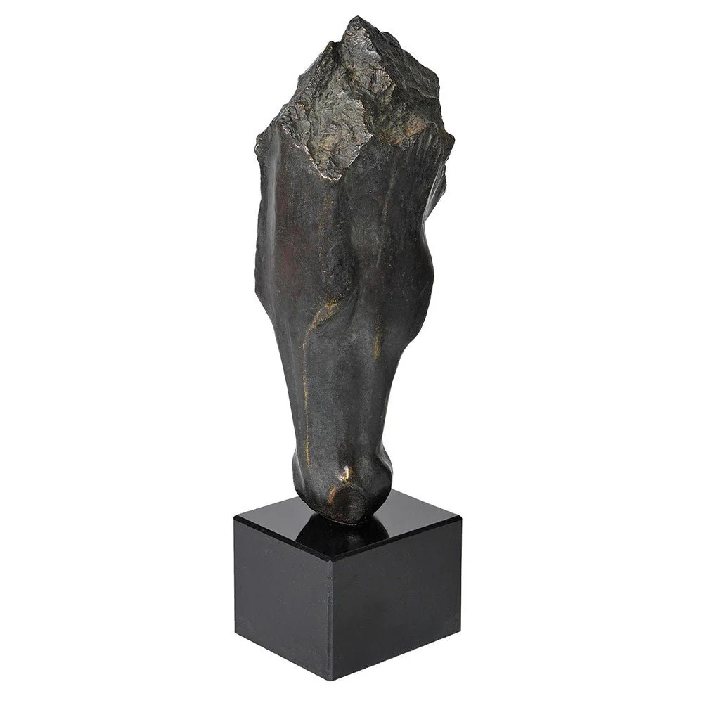 Black Horse Head On Plinth - Elegant Decorative Sculpture