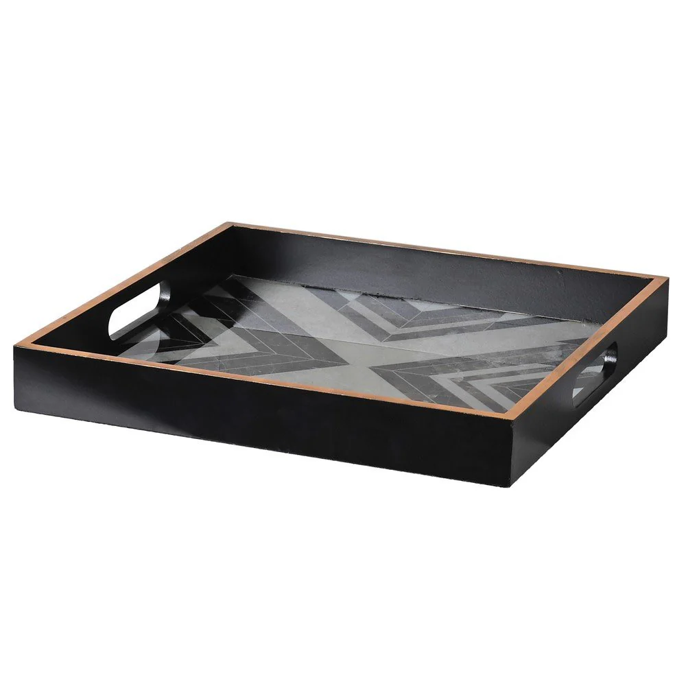 Black & White Square Tray - Elegant Decorative Piece