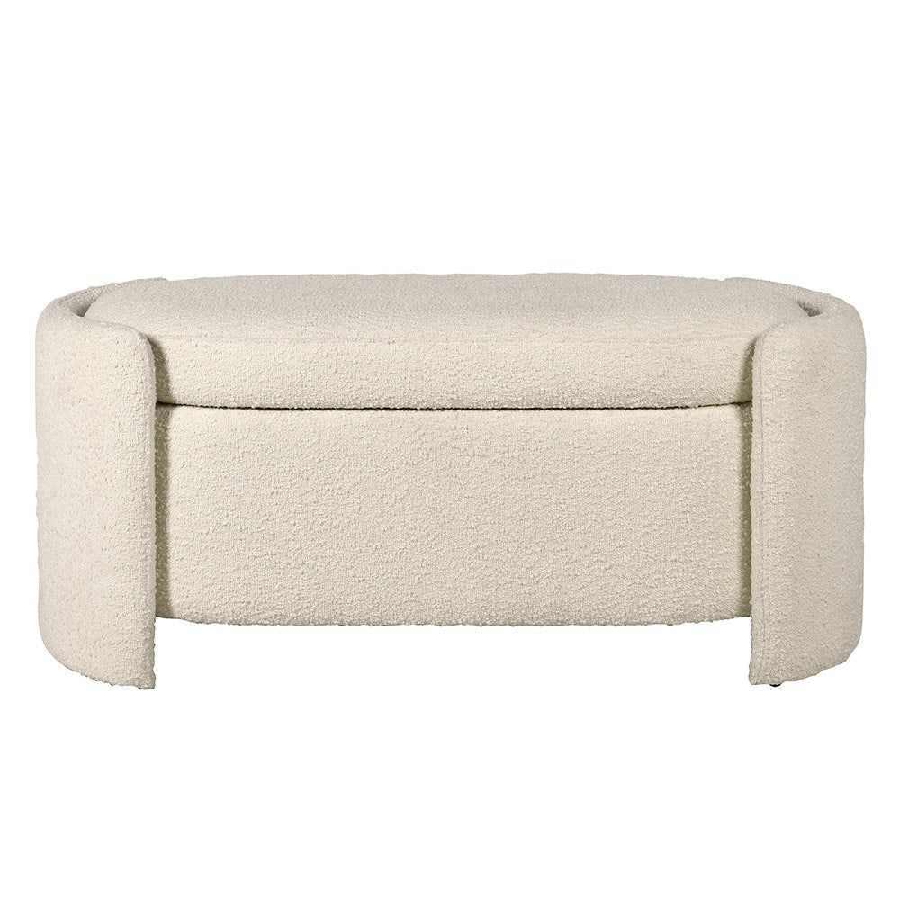 Cream Boucle Storage Bench - Image 3