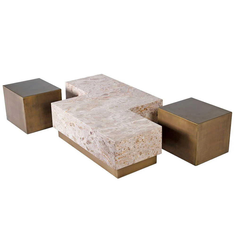 Crema Marble and Gold Metal Coffee Table - Image 3