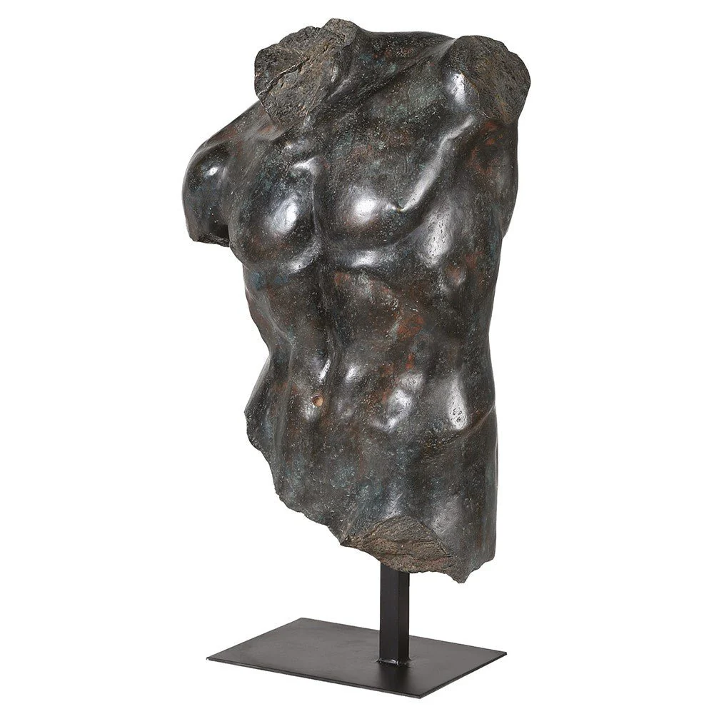 Dark Torso on Plinth - Elegant Resin Sculpture