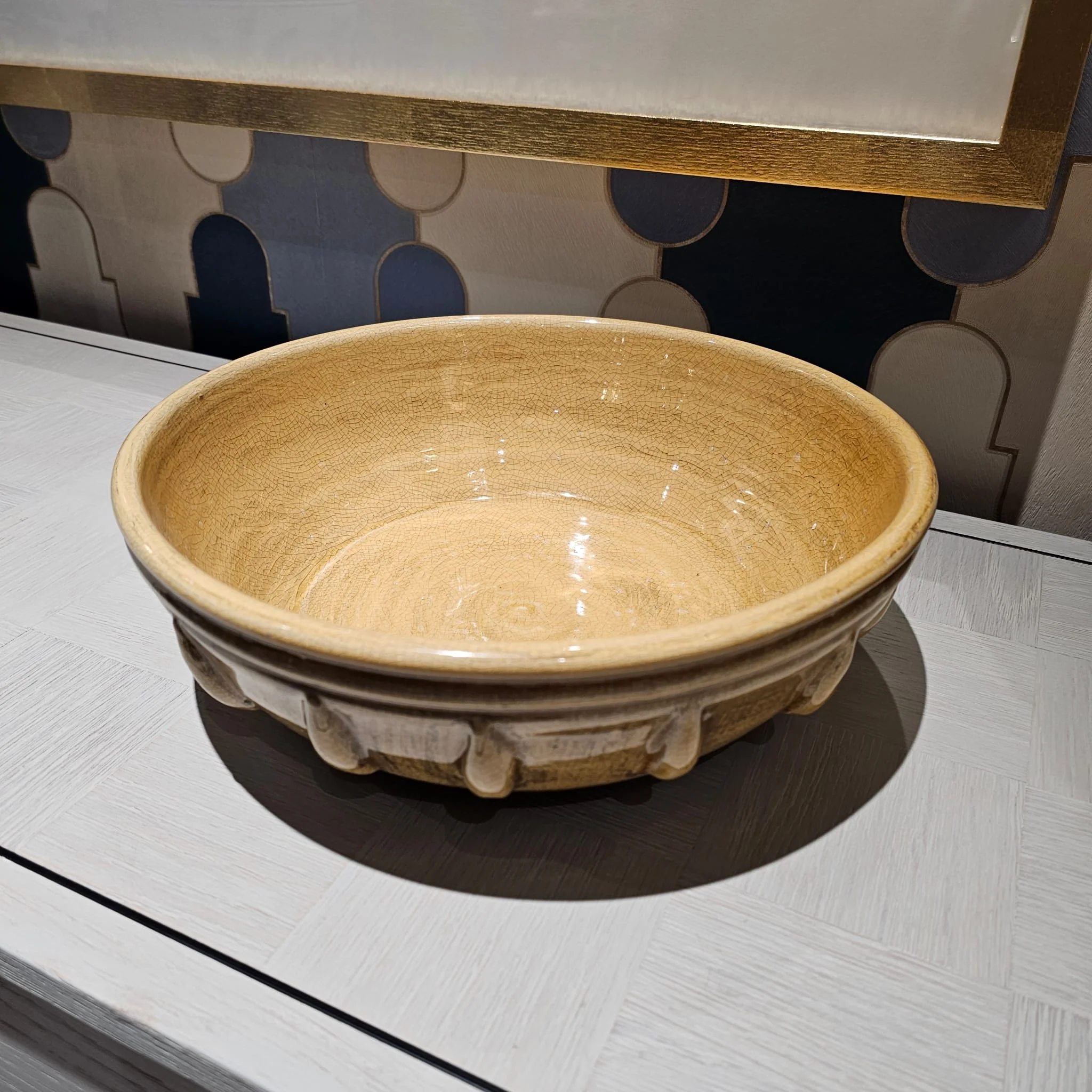 Distressed Mustard Ceramic Spike Bowl - Image 2