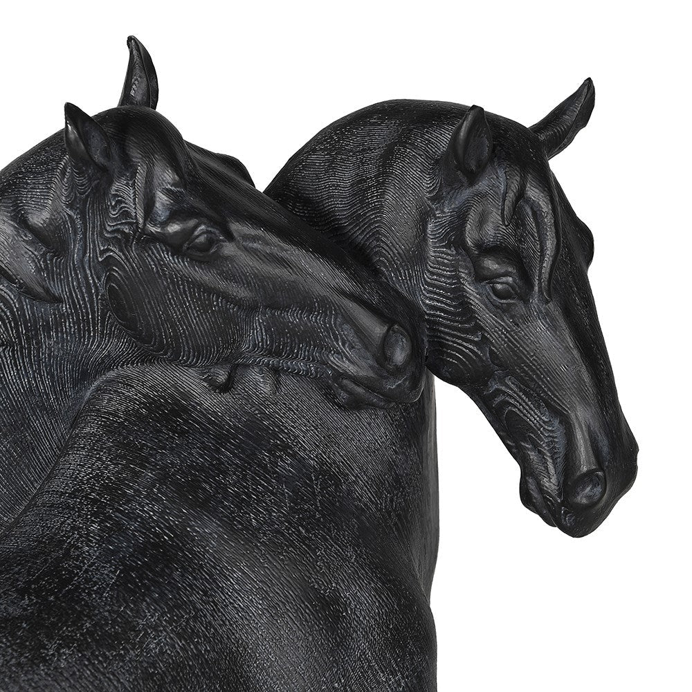 Double Horse Head on Base - Elegant Polyresin Sculpture - Image 3