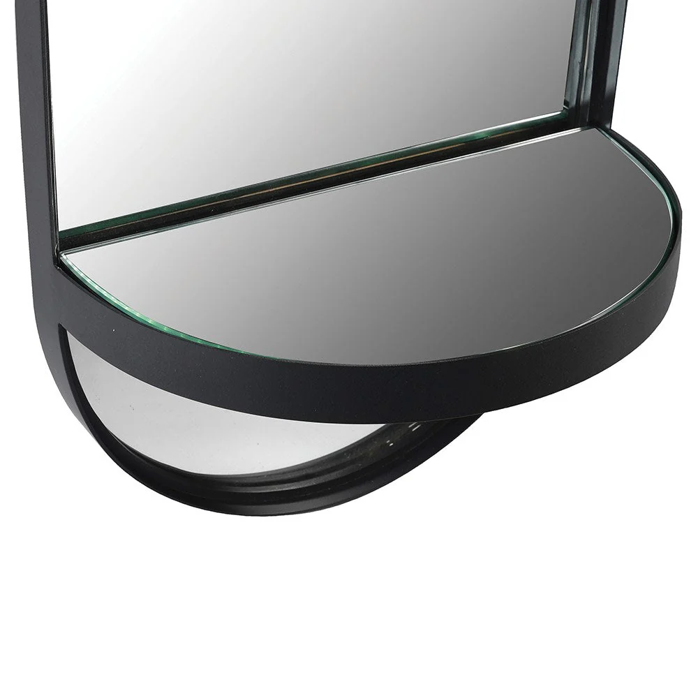 Elegant Black Wall Mirror with Integrated Shelf - Image 3