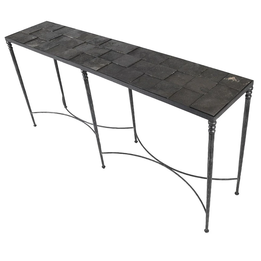 Elegant Blue Stone Squares Console Table - Image 3