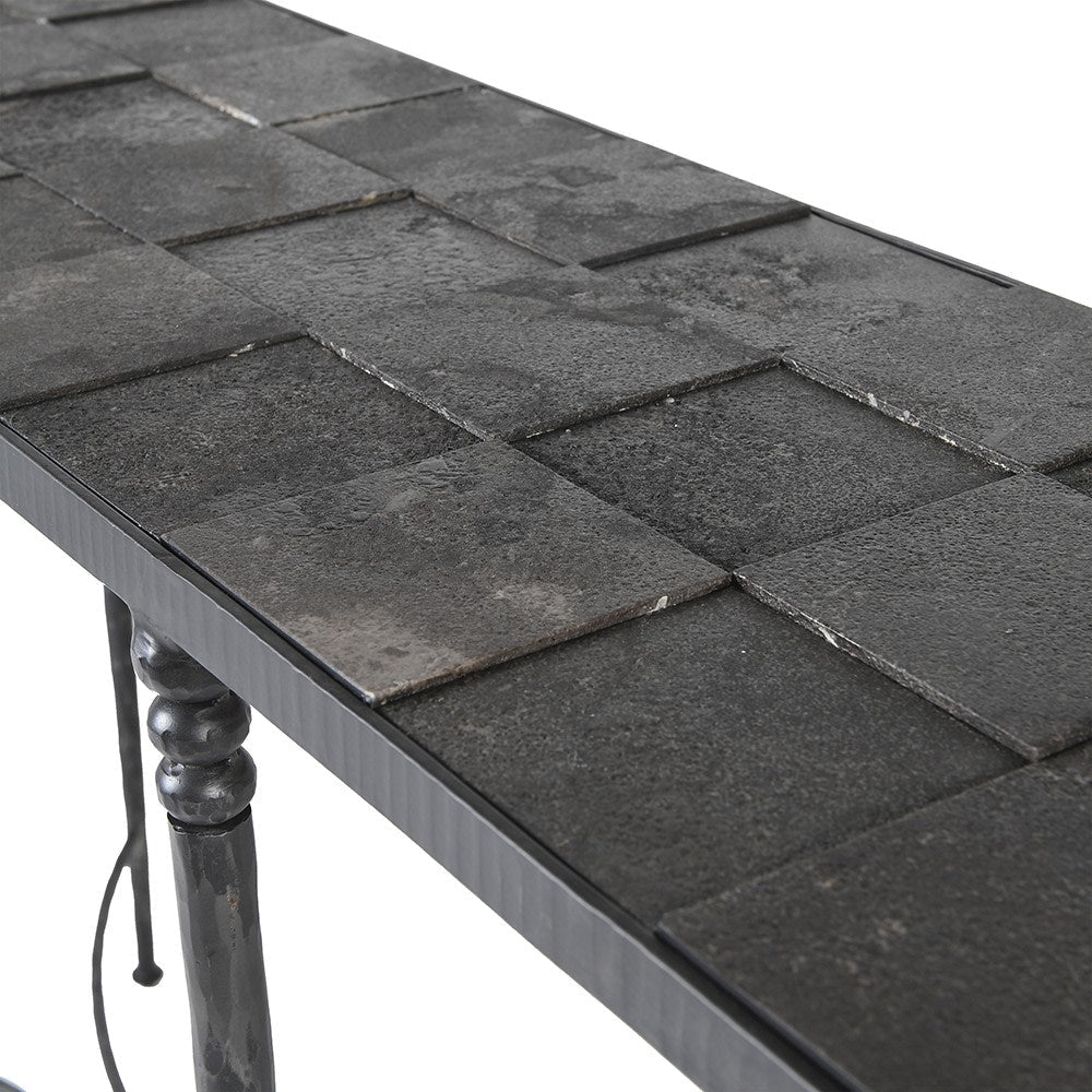 Elegant Blue Stone Squares Console Table - Image 4