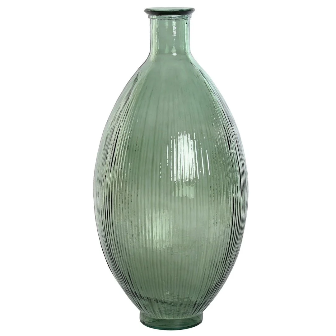 Elegant Green Lined Glass Vase for Modern Decor