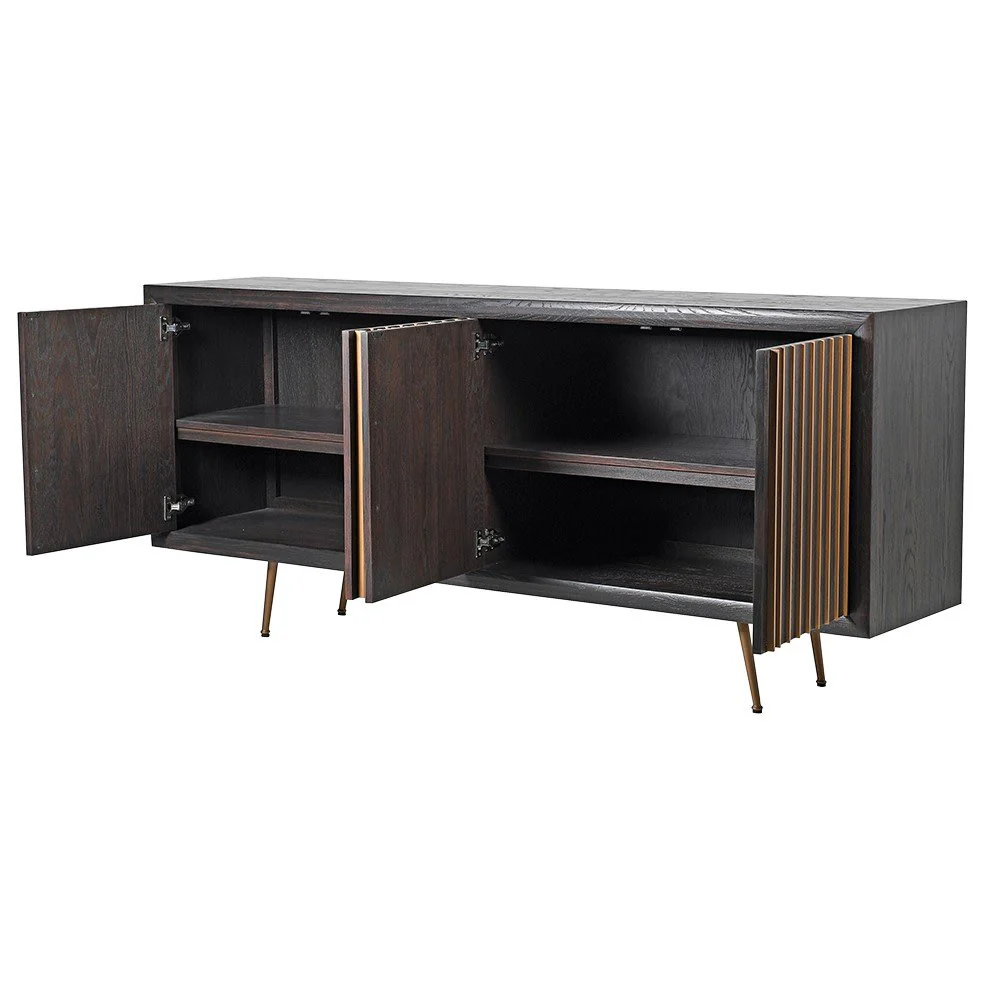 Gold Slatted Sideboard - Elegant Storage Solution - Image 2