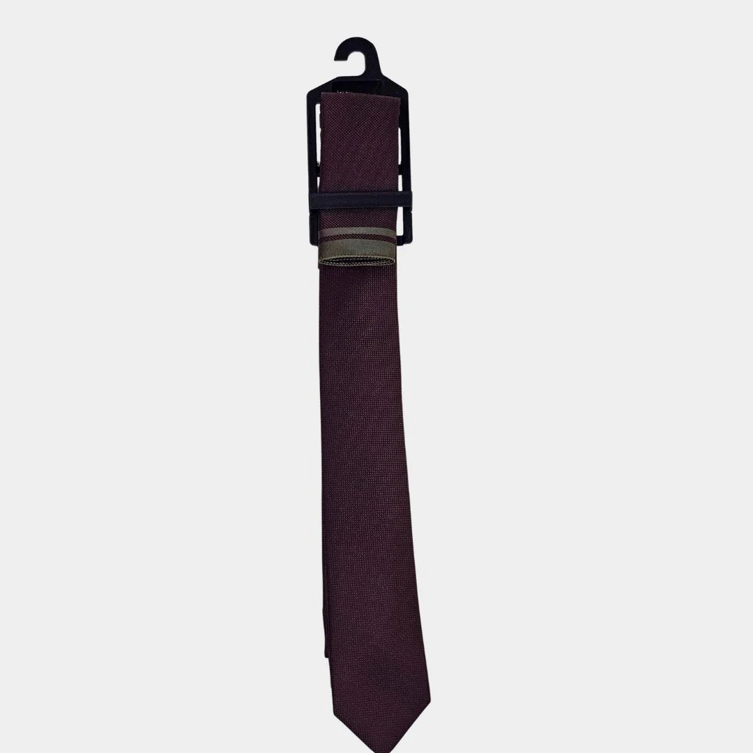 Green/Aubergine Tie and Pocket Square Set