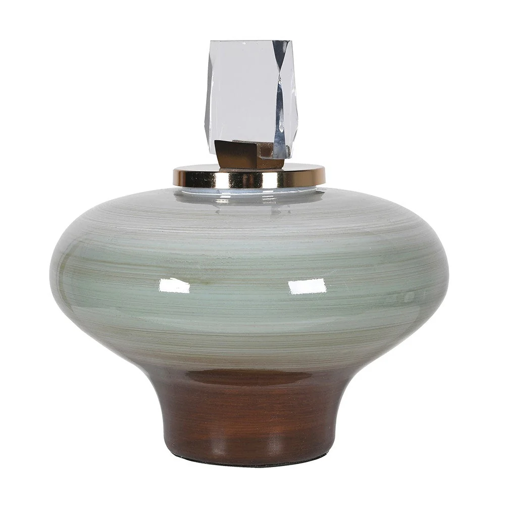 Green & Brown Large Jewel Lidded Jar