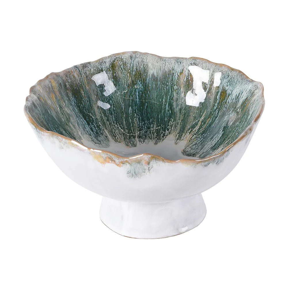 Green Ombre Bowl On Stand - Elegant Stoneware Serving Bowl - Image 2