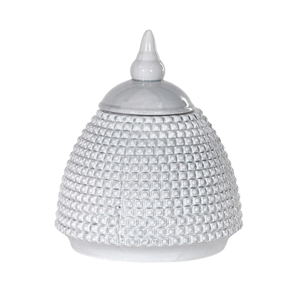 Grey Domed Ceramic Bobble Jar - Decorative Item, Not Food Safe