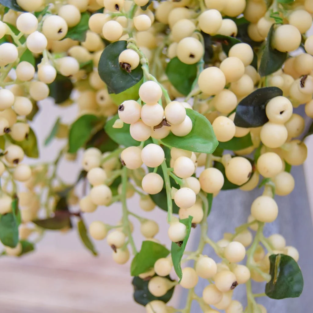 Hanging Cream Berry Foliage 55cm - Image 3
