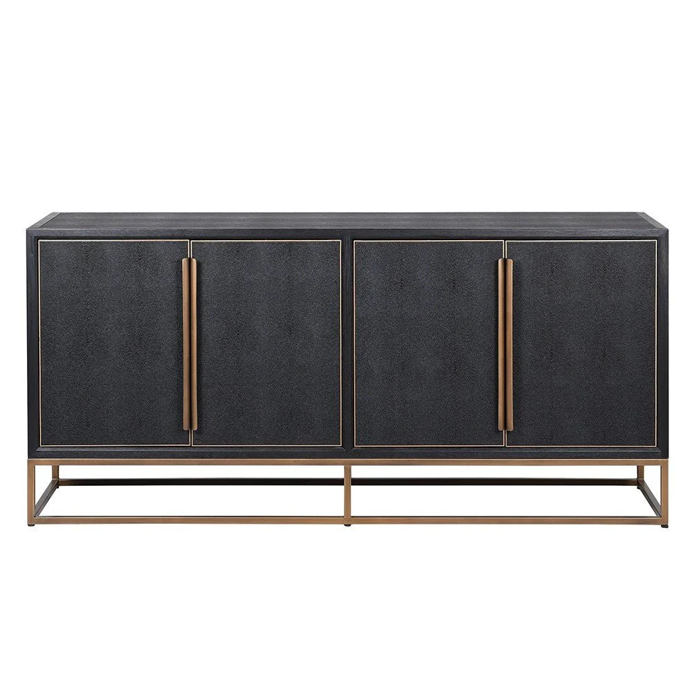 Havenridge Oak Sideboard with Faux Leather Accents - Image 3