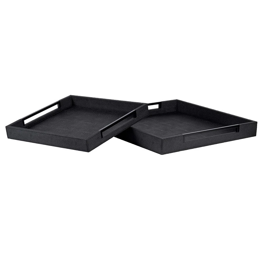 Large Black Faux Shagreen Tray