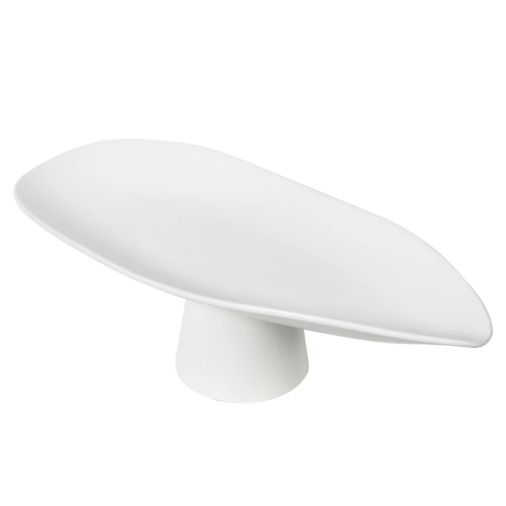 Large White Pedestal Bowl - Image 3
