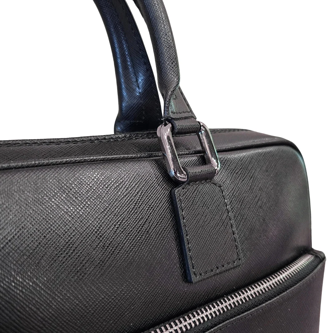 Leather Laptop Messenger Bag - Black Cross Body Briefcase | Professional - Image 4