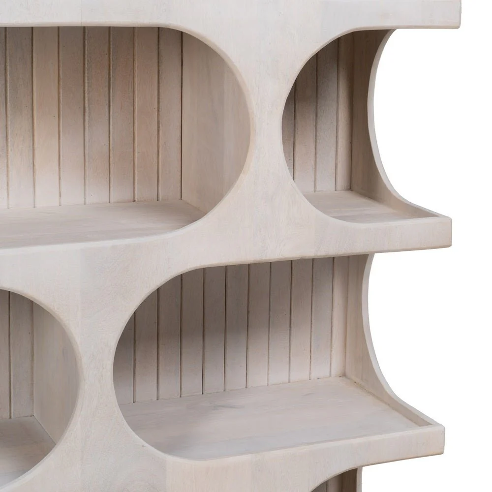 Mango Wood Corner Shelves Bookcase - Image 3