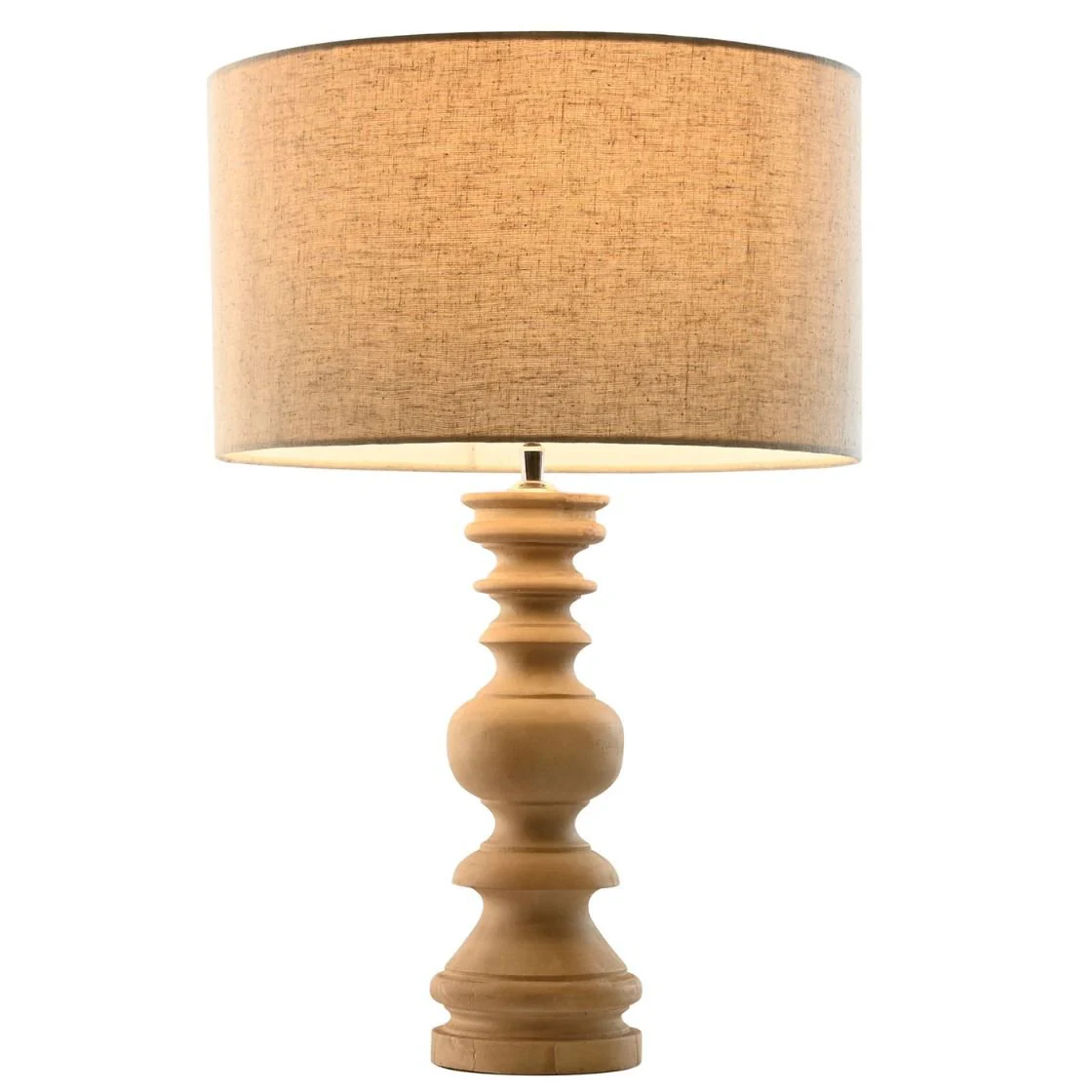 Mango Wooden Base Table Lamp with Cotton Shade - Image 4