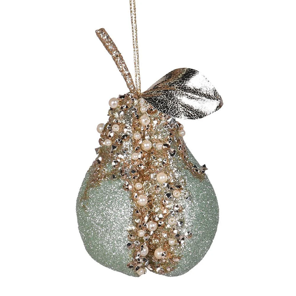 Mint Pearl Sparkle Pear - Decorative Accent Piece