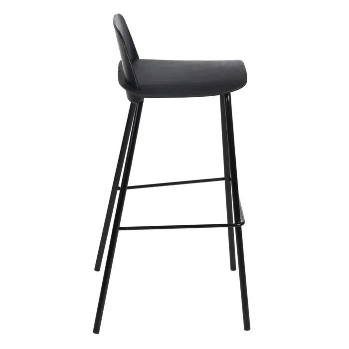 Modern Black Plastic & Metal Bar Stool - Image 4
