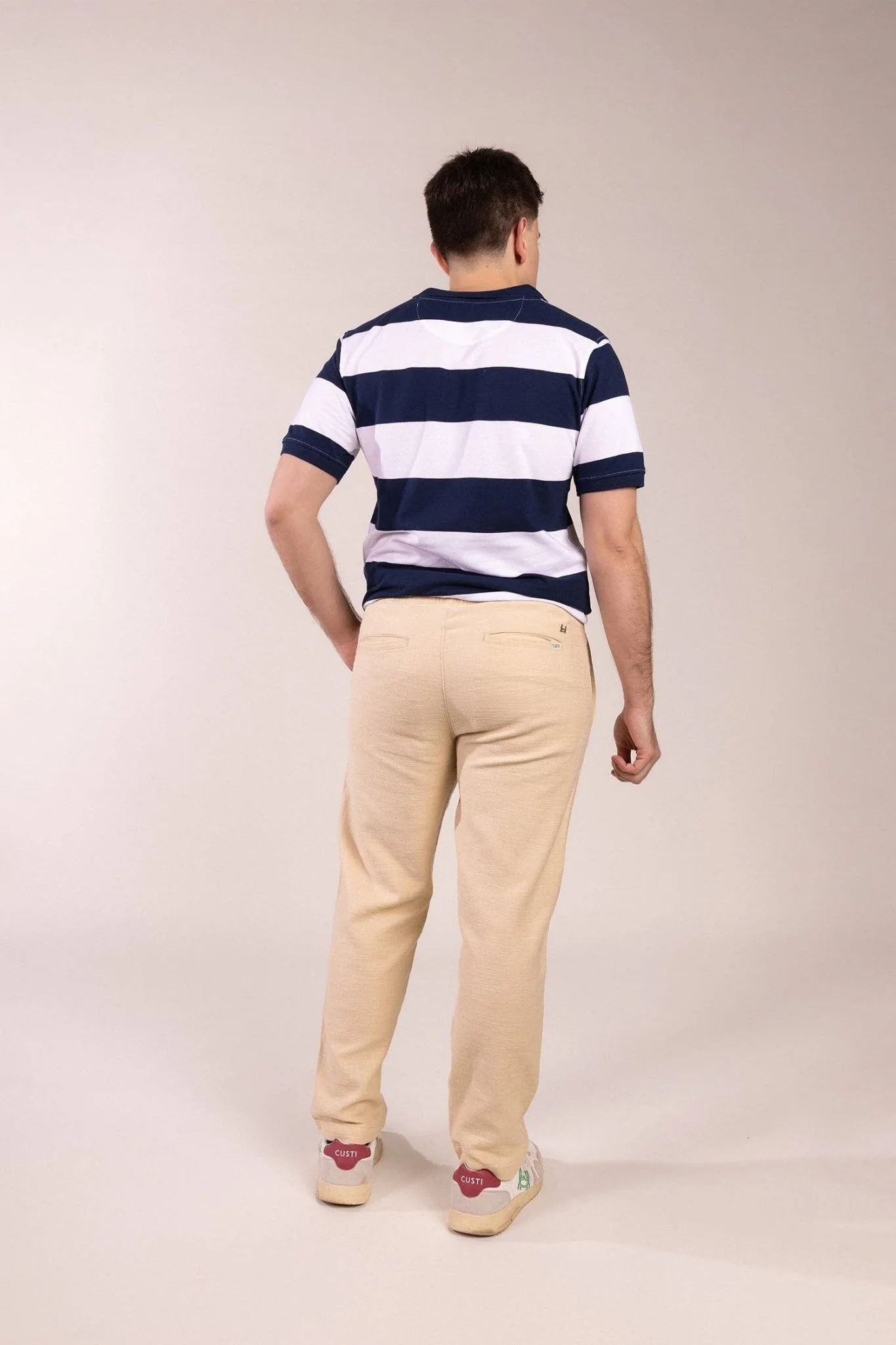 Navy Blue Striped Polo Shirt | Monaco Collection - Image 4