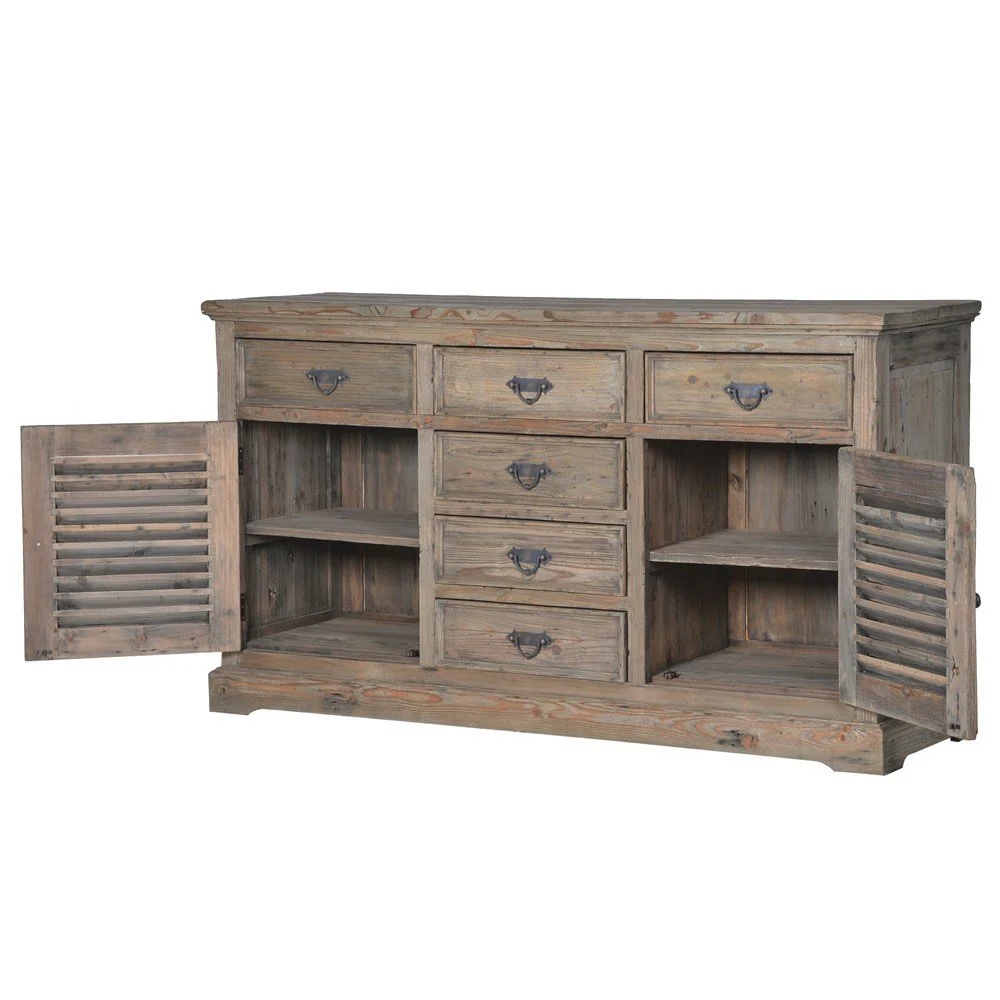Olympia Reclaimed Pine Louvred Sideboard - Image 2