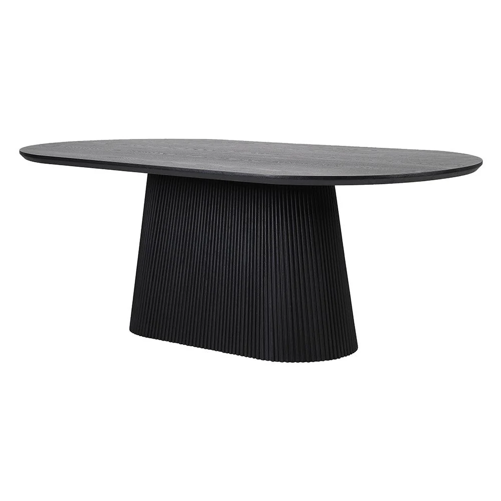 Ribbed Bottom Dining Table - Elegant Oak and Plywood Design