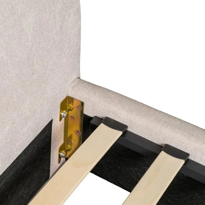 Rounded Beige Fabric Bed - Image 4
