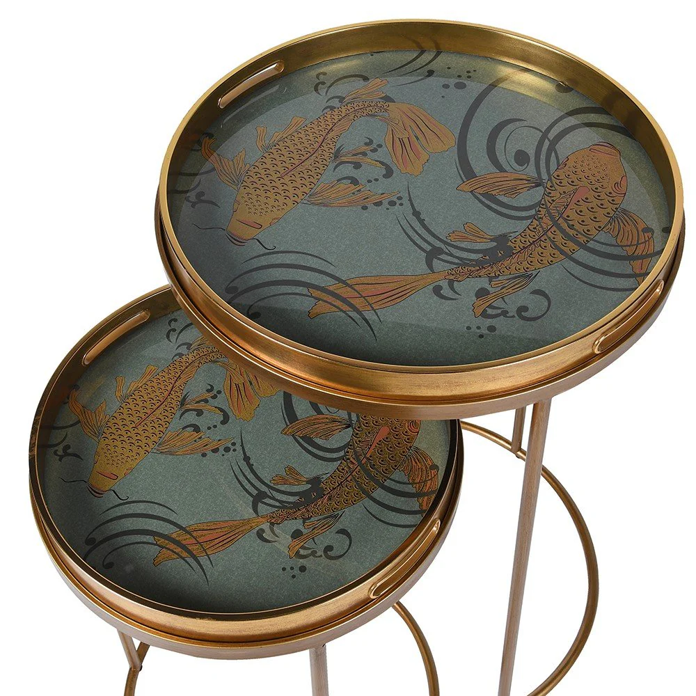S/2 Golden Koi Tray Tables - Image 4