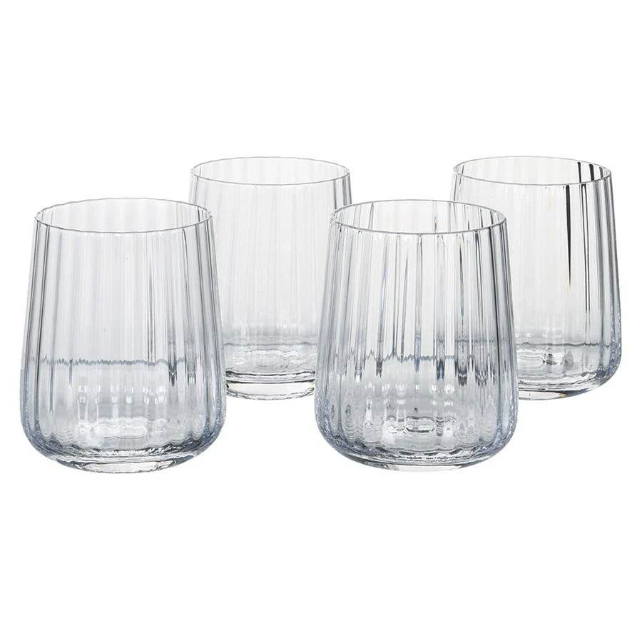 Set of 4 Ribbed Whisky Glasses