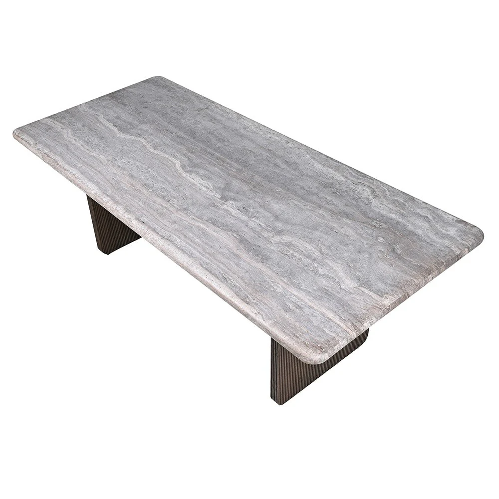 Trece Grey Dining Table – Elegant Travertine and Ash Wood Design - Image 3
