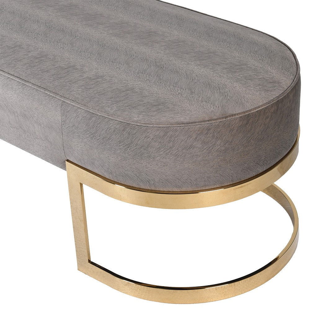 Warm Grey Hide Footstool - Image 3