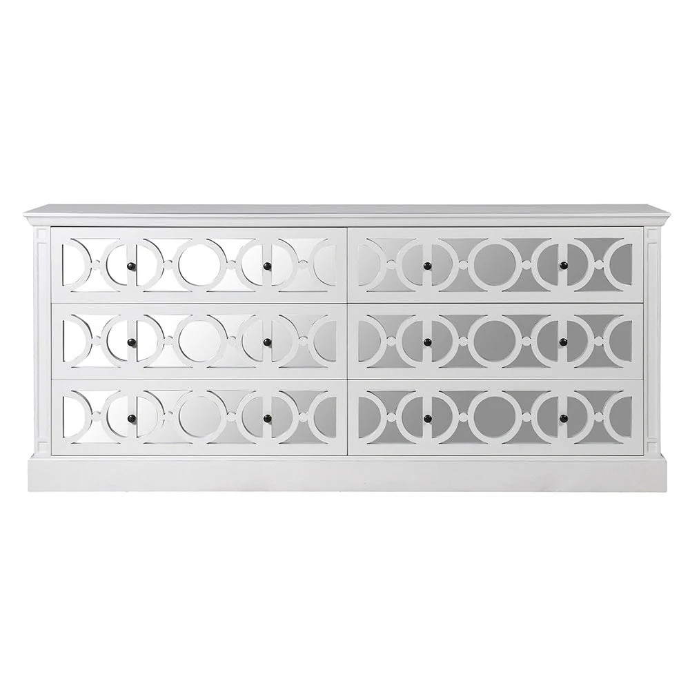 White Lysa Mirror 6 Drawer Chest - Image 3