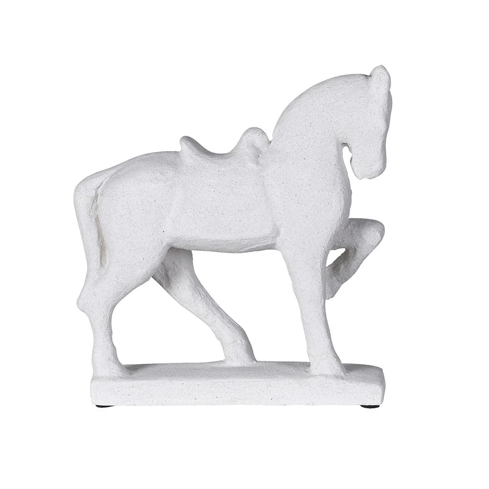 White Stone Effect Prancing Horse Figurine - Image 2