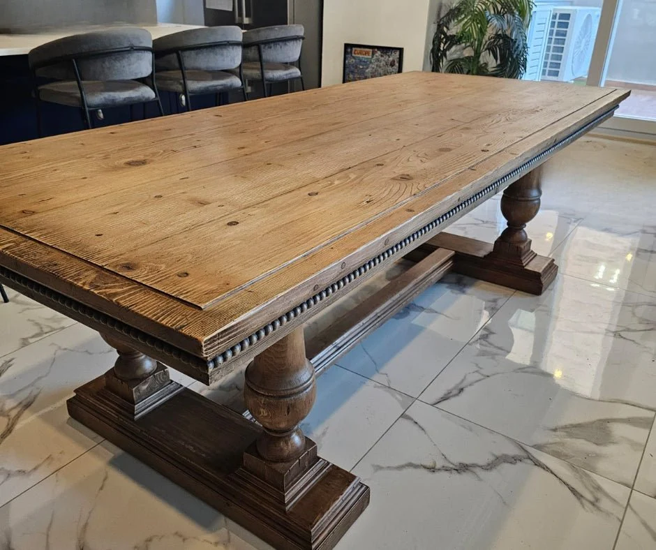 Wooden Shaped Leg Dining Table - Image 4