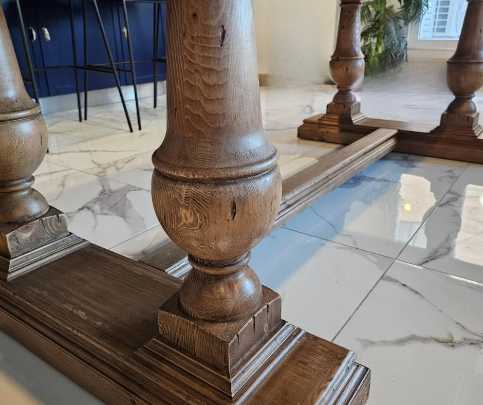 Wooden Shaped Leg Dining Table - Image 5