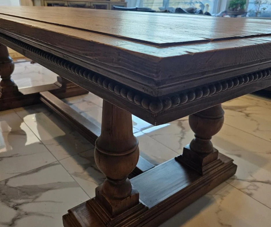 Wooden Shaped Leg Dining Table - Image 7